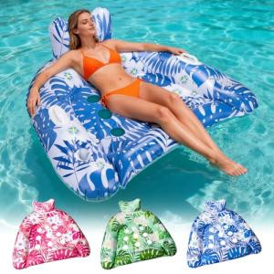 Ornnut XLarge Pool Floats,3 Packs Inflatable Pool Float Chairs for Adults & Kids, Upgraded Pool Floats with Cupholders & 2 Handles, Summer Pool Lounger Pool Toys for Lakes, Beach Vacation, Water Party