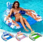 BSIEZC Pool Floats, Inflatable Pool Floats Adult & Kids 3 Packs, U-Shaped Water Floating Lounger with Headrest, Cup Holders, Handles, 3 Chambers, Portable Pool Float Chair for Summer Beach Pool Party
