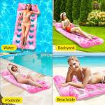 Inflatable Swimming Pool Floats Adult with Headrest, Pool Rafts Lounger with Cupholder for Pool Party, Summer Beach, Outdoor (Pink)