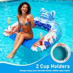 BSIEZC Pool Floats, Inflatable Pool Floats Adult & Kids 3 Packs, U-Shaped Water Floating Lounger with Headrest, Cup Holders, Handles, 3 Chambers, Portable Pool Float Chair for Summer Beach Pool Party