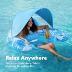 Sloosh Pool Floats with Canopy Adult,XL Inflatable Pool Lounge Chairs with Cup Holders,Floating Chair for Adults,Inflatable Floaties with Headrest for Party Beach Summer Water Fun,Blue