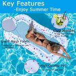 POORAFTERS 2 Pack White Ultra-Comfort Cooling Pool Float Lounge Extra-Large Fabric-Covered Inflatable Raft with Cup Holder Floating Lounger for Adults Beach Pool Lake Summer Relaxation Essential