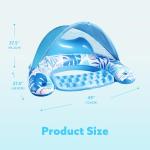 Sloosh Pool Floats with Canopy Adult,XL Inflatable Pool Lounge Chairs with Cup Holders,Floating Chair for Adults,Inflatable Floaties with Headrest for Party Beach Summer Water Fun,Blue