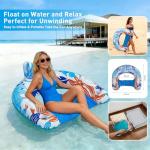 BSIEZC Pool Floats, Inflatable Pool Floats Adult & Kids 3 Packs, U-Shaped Water Floating Lounger with Headrest, Cup Holders, Handles, 3 Chambers, Portable Pool Float Chair for Summer Beach Pool Party
