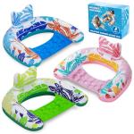 BSIEZC Pool Floats, Inflatable Pool Floats Adult & Kids 3 Packs, U-Shaped Water Floating Lounger with Headrest, Cup Holders, Handles, 3 Chambers, Portable Pool Float Chair for Summer Beach Pool Party