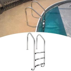 Kojem 3 Step In-Ground Pool Ladder Compatible with Outdoor/Indoor Pool with Swimming Non Slip Step 304 Stainless Steel Silvery 300 LBS Easy Assembly and Climbing
