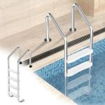 Swimming Pool Ladder for Inground Pools, 4-Step 304 Stainless Steel Pool Stairs with White Non-Slip Step Pads, Rugged & Durable for Indoor/Outdoor Pool, Supports 440 lbs