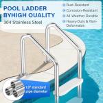 Swimming Pool Ladder for Inground Pools, 4-Step 304 Stainless Steel Pool Stairs with White Non-Slip Step Pads, Rugged & Durable for Indoor/Outdoor Pool, Supports 440 lbs