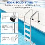 Swimming Pool Ladder for Inground Pools, 4-Step 304 Stainless Steel Pool Stairs with White Non-Slip Step Pads, Rugged & Durable for Indoor/Outdoor Pool, Supports 440 lbs