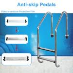 DOEL Pool Ladder, 304 Stainless Steel 2-Step Non-Slip Ladder for In-ground Swimming Pool, Non-Slip, 440lb Capacity