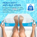 Swimming Pool Ladder for Inground Pools, 4-Step 304 Stainless Steel Pool Stairs with White Non-Slip Step Pads, Rugged & Durable for Indoor/Outdoor Pool, Supports 440 lbs
