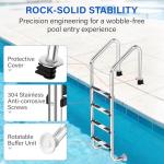 Swimming Pool Ladder for Inground Pools, 4-Step 304 Stainless Steel Pool Stairs with Non-Slip Rubber Step Pads, Rugged & Durable for Indoor/Outdoor Pool, Supports 440 lbs