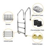 DOEL Swimming Pool Ladder, Non-Slip Steps Ladder, 3-Step In-Ground Stainless Steel Step for Indoor/Outdoor Pool, Easy Assembly and Climbing