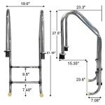 DOEL Pool Ladder, 304 Stainless Steel 2-Step Non-Slip Ladder for In-ground Swimming Pool, Non-Slip, 440lb Capacity