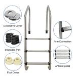 WOPOLTOP Swimming Pool Ladder, 3-Step Stainless Steel Non-Slip Pedals Pool Stairs for Inground Pools, Weight Capacity 330lbs, Easy to Install and Climb for Indoor/Outdoor Pools (3 Step)