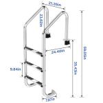 Swimming Pool Ladder for Inground Pools, 3-Step 304 Stainless Steel Pool Stairs with Non-Slip Rubber Step Pads, Rugged & Durable for Indoor/Outdoor Pool, Supports 330 lbs