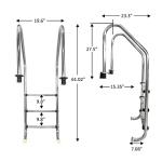 DOEL Swimming Pool Ladder, Non-Slip Steps Ladder, 3-Step In-Ground Stainless Steel Step for Indoor/Outdoor Pool, Easy Assembly and Climbing