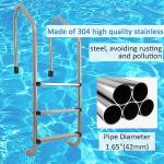 WOPOLTOP Swimming Pool Ladder, 3-Step Stainless Steel Non-Slip Pedals Pool Stairs for Inground Pools, Weight Capacity 330lbs, Easy to Install and Climb for Indoor/Outdoor Pools (3 Step)