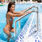 Swimming Pool Ladder for Inground Pools, 3-Step 304 Stainless Steel Pool Stairs with White Non-Slip Step Pads, Rugged & Durable for Indoor/Outdoor Pool, Supports 330 lbs