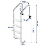 Swimming Pool Ladder for Inground Pools, 4-Step 304 Stainless Steel Pool Stairs with White Non-Slip Step Pads, Rugged & Durable for Indoor/Outdoor Pool, Supports 440 lbs
