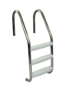 Aqua Select 3 Step Stainless Steel Pool Ladder with Non-Slip Plastic White Steps | Entry and Exit System for Inground Swimming Pools | 250 Pound Capacity | 1.9 Inch Outer Diameter