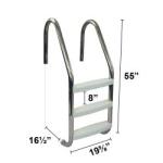 Aqua Select 3 Step Stainless Steel Pool Ladder with Non-Slip Plastic White Steps | Entry and Exit System for Inground Swimming Pools | 250 Pound Capacity | 1.9 Inch Outer Diameter