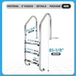 Kojem 3 Step In-Ground Pool Ladder Compatible with Outdoor/Indoor Pool with Swimming Non Slip Step 304 Stainless Steel Silvery 300 LBS Easy Assembly and Climbing