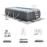 INTEX Ultra XTR 18 ft x 9 ft 52 in Above Ground Pool Set, Rectangular Swimming Pool with Steel Frame, 1500 GPH Sand Filter Pump, Ladder, Cover, & Ground Cloth