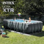 INTEX Ultra XTR 18 ft x 9 ft 52 in Above Ground Pool Set, Rectangular Swimming Pool with Steel Frame, 1500 GPH Sand Filter Pump, Ladder, Cover, & Ground Cloth