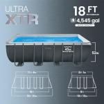 INTEX Ultra XTR 18 ft x 9 ft 52 in Above Ground Pool Set, Rectangular Swimming Pool with Steel Frame, 1500 GPH Sand Filter Pump, Ladder, Cover, & Ground Cloth