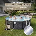 Blue Wave Marbella 18-ft Round 52-in Deep Hard Sided Steel Wall Above Ground Pool with 6-in Top Seats, 5-in Verticals, Skimmer & Vinyl Liner - 7,200 Gallon Capacity for Family Swimming & Recreation