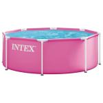 INTEX Metal Frame 8 ft x 30 in Above Ground Pool Set, Round Swimming Pool with Steel Frame