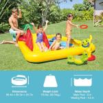 Intex 100" x 77" Inflatable Ocean Play Center - Backyard Toddler Kiddie Pool and Water Game Outdoor Set with Water Slide and Built-in Sprayer