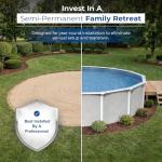 Blue Wave Belize 18-ft Round 52-in Deep Hard Sided Steel Wall Above Ground Pool with 6-in Top Seats, 5-in Verticals, Skimmer & Vinyl Liner - 7,200 Gallon Capacity for Family Swimming & Recreation