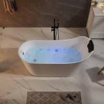 Empava 67-Inch Freestanding Jetted Bathtub with Pillow