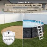 Blue Wave Marbella 18-ft Round 52-in Deep Hard Sided Steel Wall Above Ground Pool with 6-in Top Seats, 5-in Verticals, Skimmer & Vinyl Liner - 7,200 Gallon Capacity for Family Swimming & Recreation