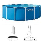 INTEX Metal Frame 15 ft x 48 in Above Ground Pool Set, Round Swimming Pool with Steel Frame, 1000 GPH Cartridge Filter Pump, and Type A Filter Cartridge