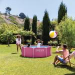 INTEX Metal Frame 8 ft x 30 in Above Ground Pool Set, Round Swimming Pool with Steel Frame