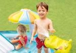 Intex Gator 6.6' x 5.6' x 4" Outdoor Inflatable Kiddie Pool Water Play Swim Center
