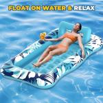 Nenrsl Pool Floats Adult,76"x48" XL Inflatable Tanning Pool Lounger Float with Pillow,4 in 1 Suntan Tub Sunbathing Raft Floatie Water-Filled Mattress Kids Pool Ball Pit,Perfect for River Party & Relax