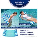 Aqua 4-in-1 Monterey Hammock Pool Float & Water Hammock, Multi-Purpose, Inflatable Pool Floats for Adults, Patented Thick, Non-Stick PVC Material, One Light Blue & One Navy/White Stripe, 2-Pack