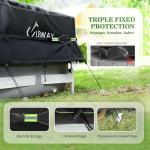 UIRWAY 14 Ft Round Pool Cover with Reflective Strips, Swimming Pool Cover for Above Ground Pools, Solar Cover Including Rope Tie and Luminous Ground Nails, PU Tarp Snug Fit for UV Protected