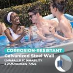 Bestway TANX 10' x 24" Stock Tank Pool, Round Galvanized Steel Above Ground Pool Set with Filter Pump, Filter Cartridge (Type III), Pool Cover, and Cup Holders, Semi-Permanent Metal Steel Wall Pool