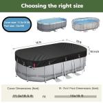 QH.HOME 10X16 ft Oval Pool Cover,Solar Cover for Above Ground Pools - Black Oxford Fabric Heats Water, Blocks Leaves & Sun, Windproof Snug Fit with Patented Ratchet & Weight Rings