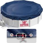 18 ft Round Pool Cover for Above Ground Pools, Above Ground Pool Cover, Swimming Pool Cover, Winter Pool Cover, Keeps Out Debris, Cold and UV Resistant, Supreme Mesh, Navy Blue