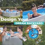 Bestway TANX 10' x 24" Stock Tank Pool, Round Galvanized Steel Above Ground Pool Set with Filter Pump, Filter Cartridge (Type III), Pool Cover, and Cup Holders, Semi-Permanent Metal Steel Wall Pool