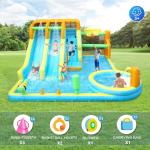 (2026 New) JOYMOR 11-in-1 Inflatable Water Slide for Kids Backyard w/ 2 Waterslide, 2 Basketball Hoop, Pool, Climbing Wall, Water Blasters, 1min Blow Up Water Slides Park w/ 750w Blower, Storage Bag