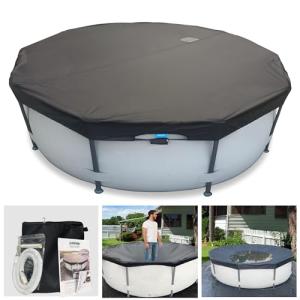 SIHAIAN 22 Ft Pool Cover, with Automatic Drain Round Pool Cover, One-Piece Quick Installation and Removal Above Ground Pool Cover, Preventing Waterlogging, UV Protected Solar Swimming Pool Cover