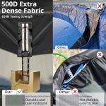 QH.HOME 10X16 ft Oval Pool Cover,Solar Cover for Above Ground Pools - Black Oxford Fabric Heats Water, Blocks Leaves & Sun, Windproof Snug Fit with Patented Ratchet & Weight Rings