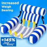 Funscape Pool Floats Chairs Adult, 2 Packs Heavy Duty Inflatable Swimming Pool Lounges, Fabric Floating Hammock Seat, Kid Blow Pool Noodle Lake Raft Floaties, Fun Summer Beach Water Party Game-Stripe